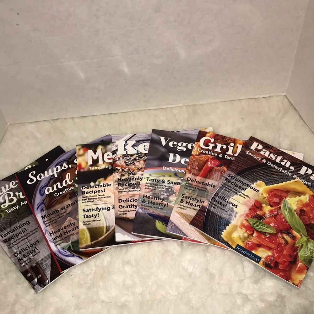 Cooking books. Pasta, Mexican, grilling, soups stews and bowls,  keto, & more